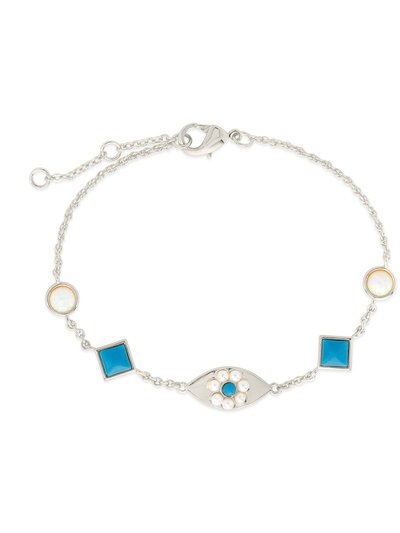 Sterling Forever Varuna Turquoise Evil Eye & Pearl Charm Bracelet product