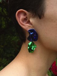Flashback Fold Earrings - Cobalt And Green