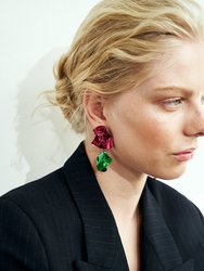 Flashback Fold Earrings - Fuchsia And Emerald