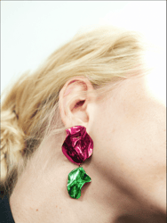 Flashback Fold Earrings - Fuchsia And Emerald