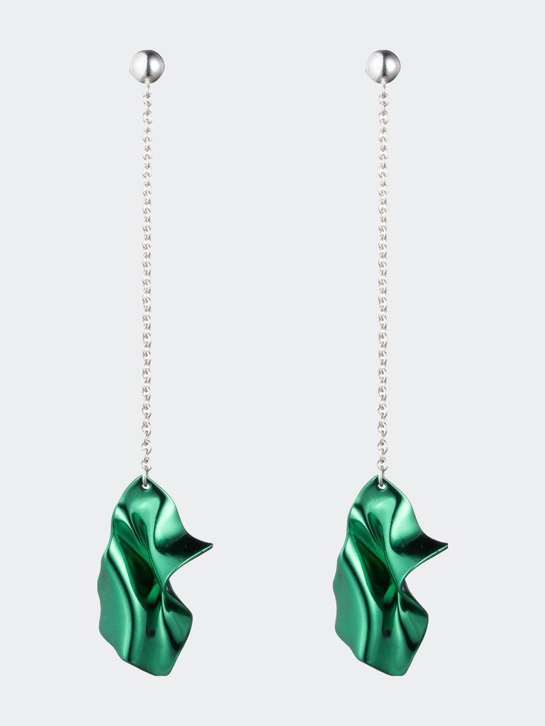 Gelsey Fold Drop Earrings - Emerald - Emerald
