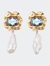 Lola Crystal Baroque Pearl Drop Earrings - Gold/Aquamarine - Gold/Aquamarine