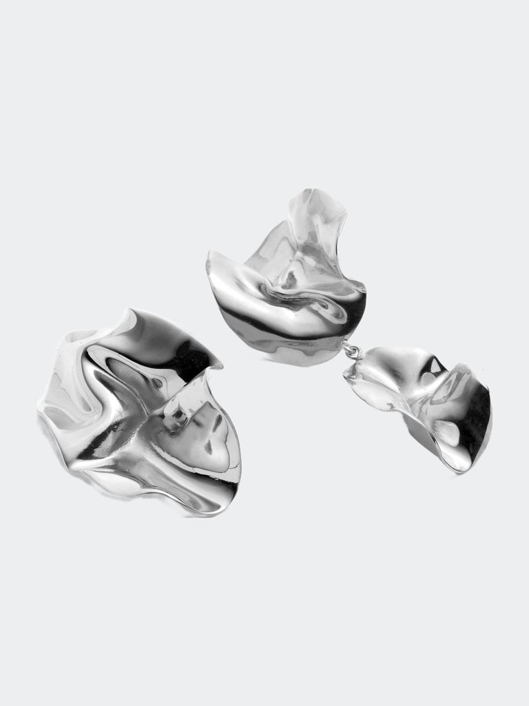 Mismatched Fold Earrings - Sterling Silver