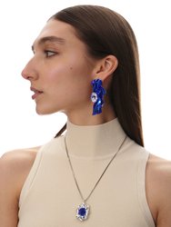 Pleat Crystal Earrings - Blue