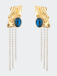 Sapphire Kiki Crystal Drop Earrings - Gold