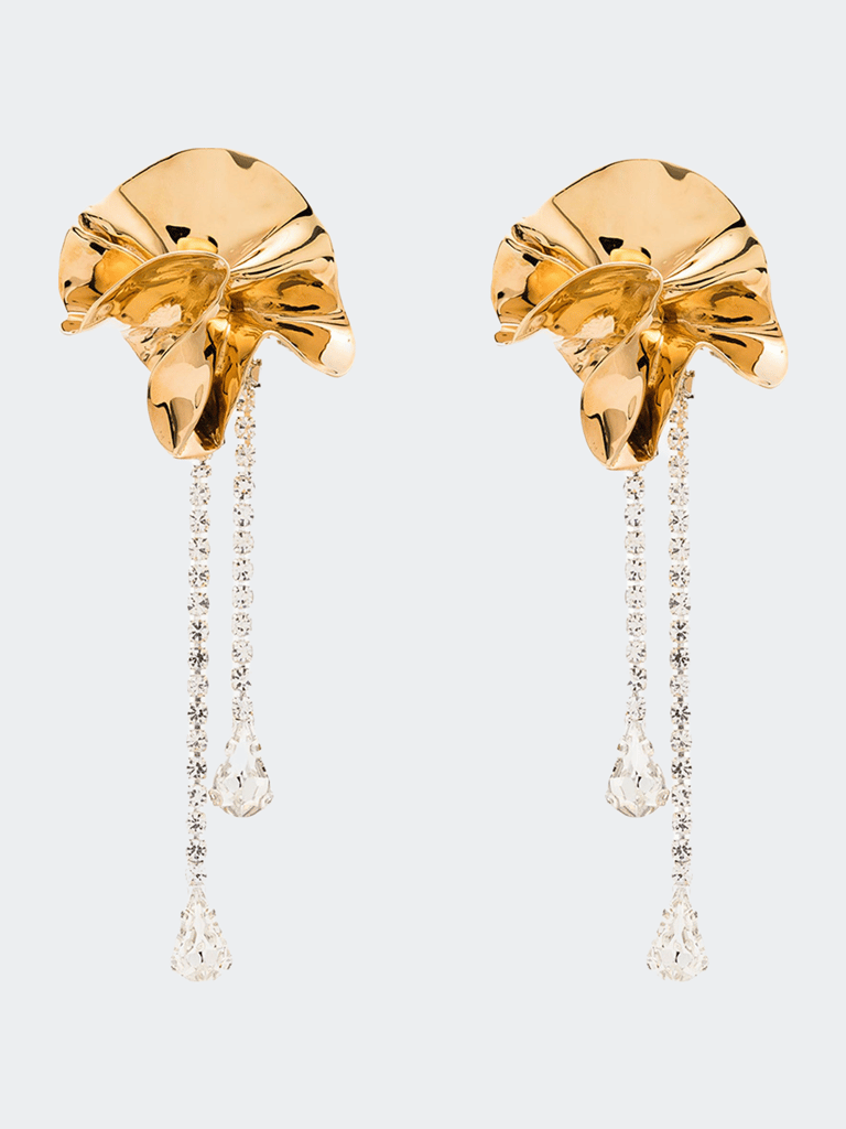 Sylvia Crystal Drop Earrings - Gold - Gold