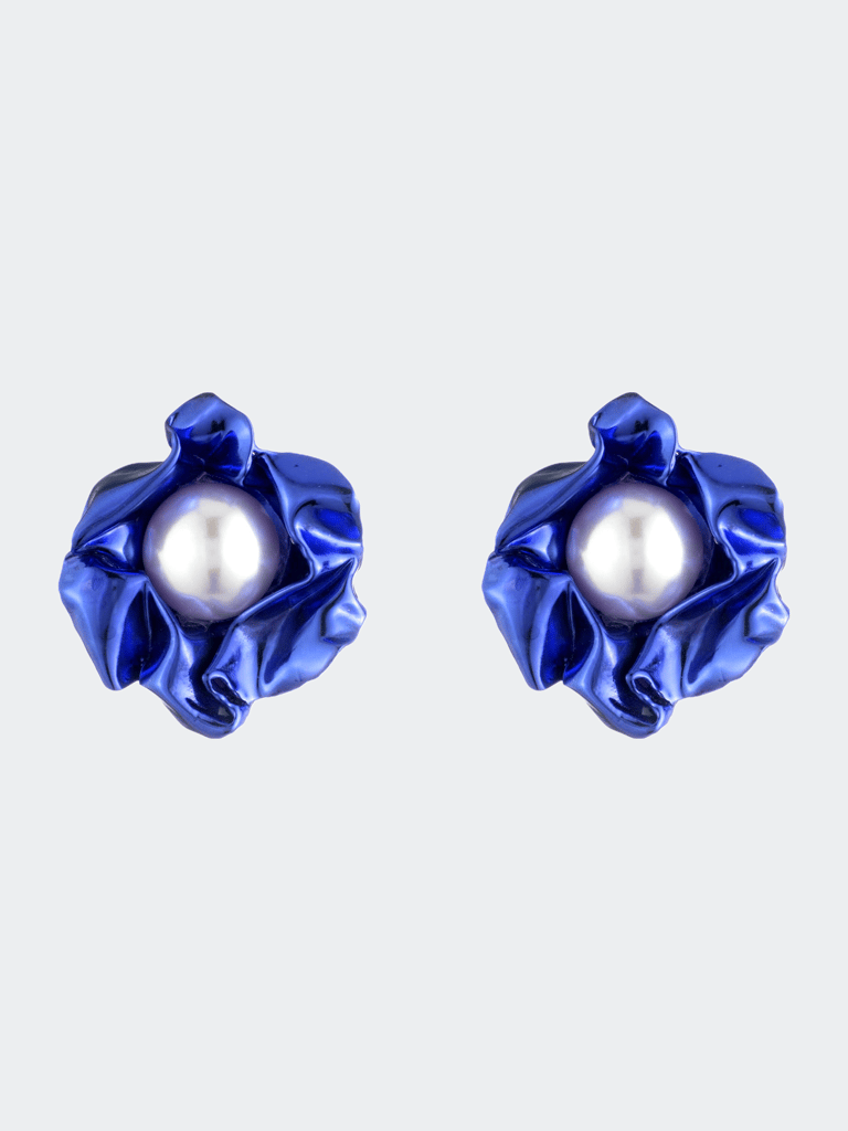 Titania Pearl Earrings - Blue - Blue