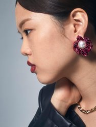 Titania Pearl Earrings - Fuchsia
