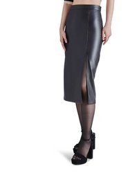 Amarilla Faux Leather Midi Skirt In Black