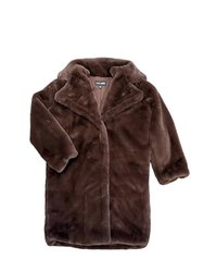 Emery Faux Fur Coat - Dark Brown
