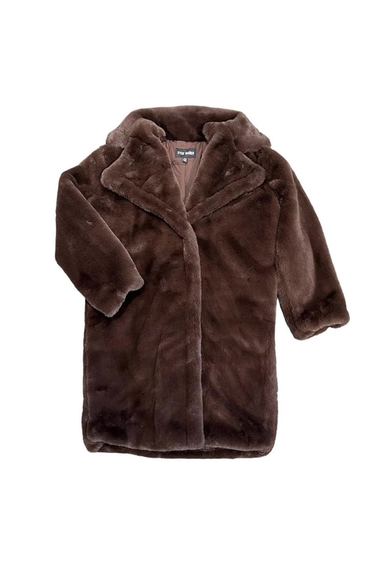 Emery Faux Fur Coat - Dark Brown