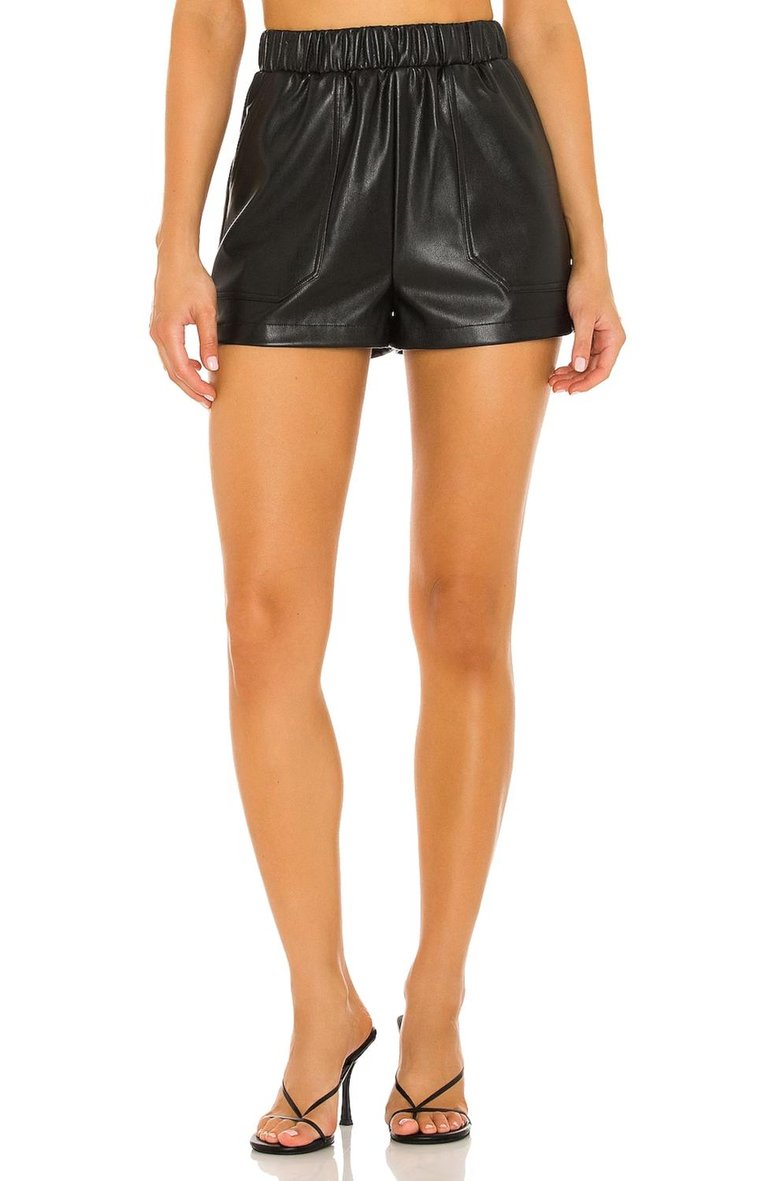Faux Leather The Record Shorts - Black