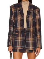 Frida Blazer - Navy Plaid