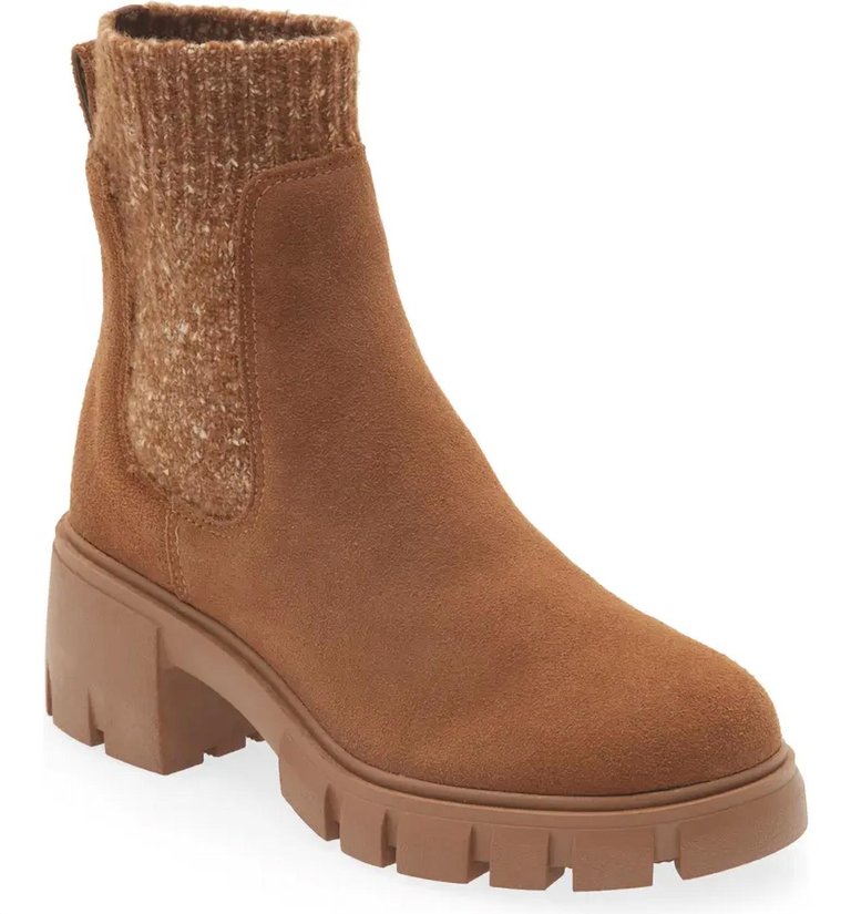 Hayle Platform Chelsea Boot - Chestnut Suede