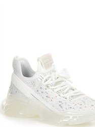 Maxima-P Pearl Embellished Chunky Platform Retro Sneakers - White