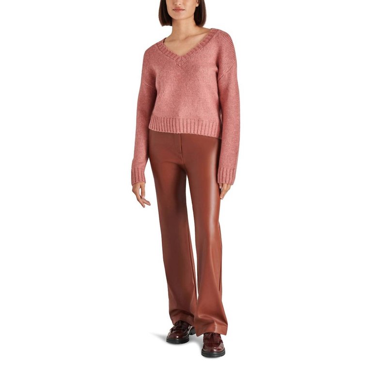 Mercer Faux Leather Pant In Cognac - Cognac