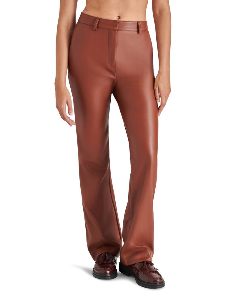 Mercer Faux Leather Pants In Cognac - Cognac