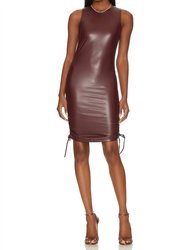 Rochester Vegan Leather Mini Dress - Cordovan