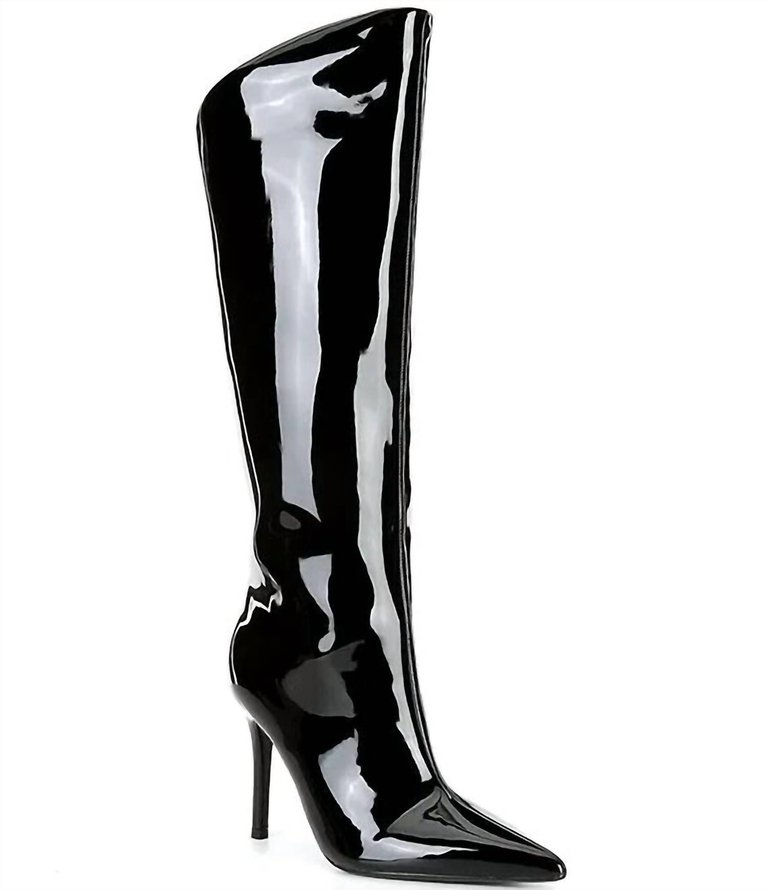 Sarina Knee High Boot - Black Patent