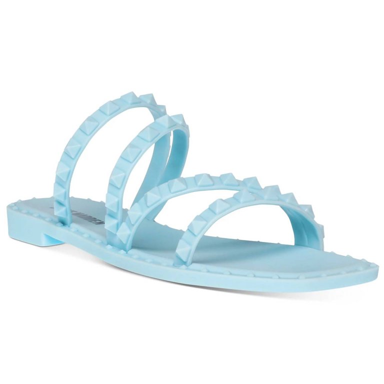 Skyler-J Studded Jelly Slide Sandals - Baby Blue