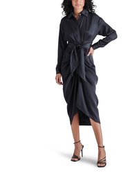 Sula Long Sleeve Shirtdress In Black - Black