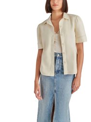 Virginia Faux Leather Top In Ivory - Ivory