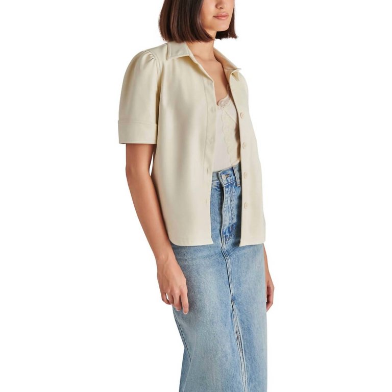 Virginia Faux Leather Top In Ivory