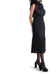 Wednesday Crinkle Satin Midi Dress In Black