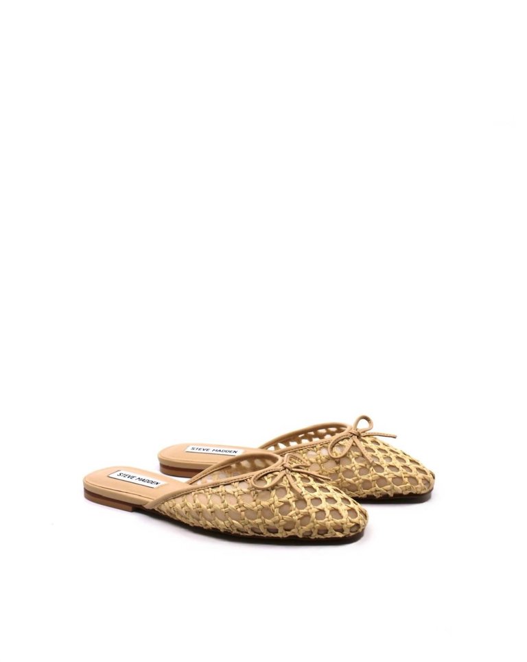 Women's Birdee Raffia Flat Mules In Tan - Tan