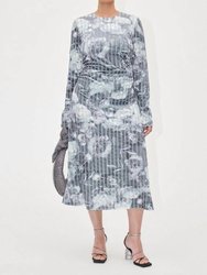 Blackley Dress In Metalized Peonies - Metalized Peonies