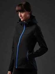 Stormtech Womens/Ladies Orbiter Hooded Soft Shell Jacket (Black/Azure)