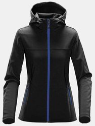 Stormtech Womens/Ladies Orbiter Hooded Soft Shell Jacket (Black/Azure) - Black/Azure