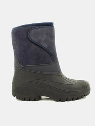 Adults Unisex Touch Fastening Insulated Boots (Navy Blue)