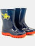 StormWells Boys Puddle Digger Rain Boots (Navy Blue/Red) (5 US)