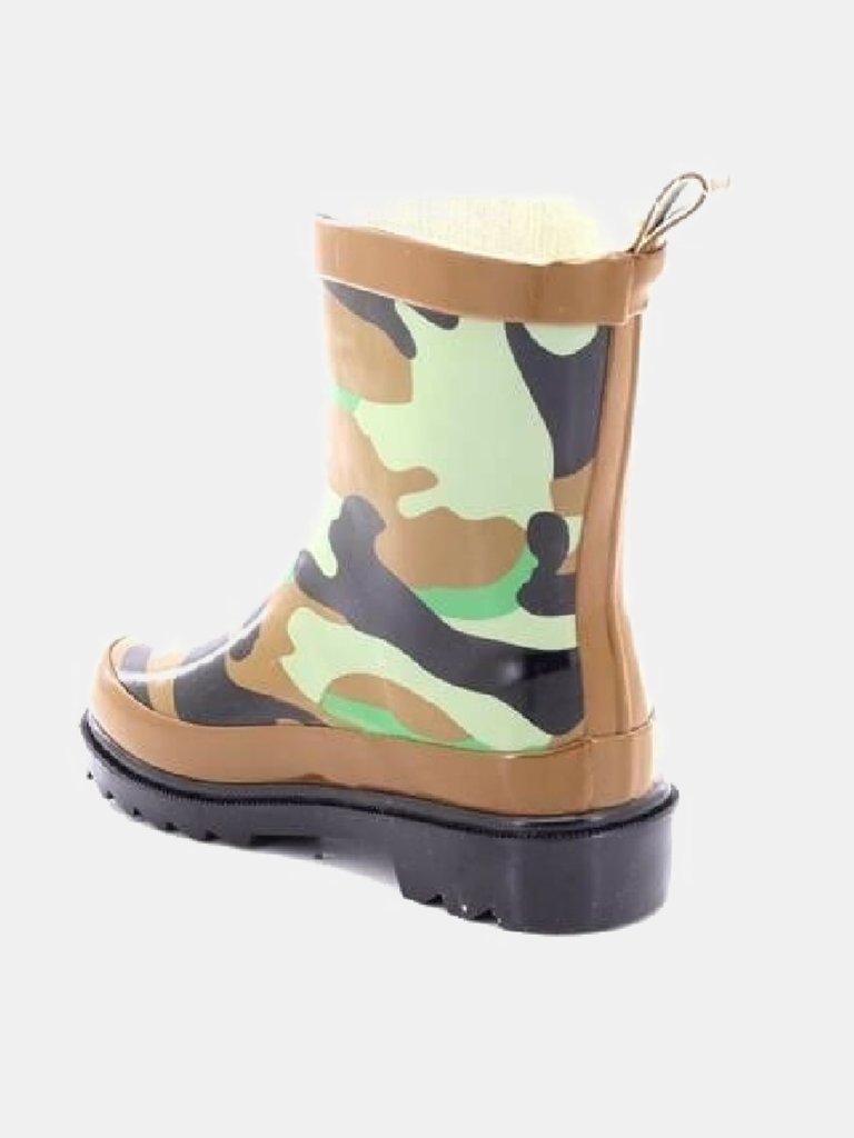 StormWells Childrens/Kids Camouflage Print Rain Boots (Green/Brown/Black) (13 US)