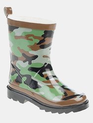 StormWells Childrens/Kids Camouflage Print Rain Boots (Green/Brown/Black) (13 US) - Green/Brown/Black