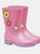 StormWells Girls Puddle Floral Rain Boots (Pink/Lilac) (11 Child US)
