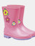 StormWells Girls Puddle Floral Rain Boots (Pink/Lilac) (11 Child US)