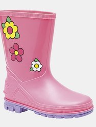 StormWells Girls Puddle Floral Rain Boots (Pink/Lilac) (11 Child US) - Pink/Lilac