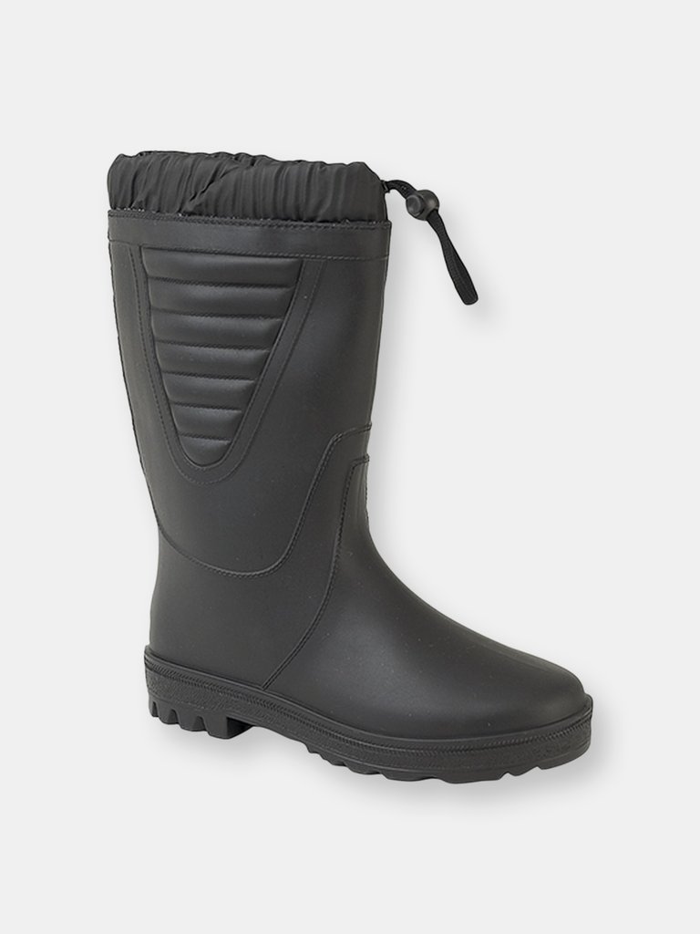 Unisex Tie Top Polar Boots (All Black) - All Black