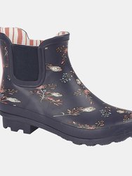 Womens/Ladies Floral Wellington Boots (Navy) - Navy