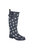 Womens/Ladies Paw Print Rubber Galoshes - Navy Blue