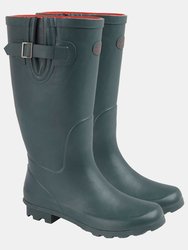 Womens/Ladies Plain Wellington Boots (Green/Red)