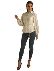 Balloon Sleeve Button-Down Shirt