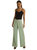 Embroidered Wide Leg Pants - IVORY/TURQUOISE