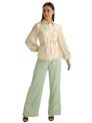 Embroidered Wide Leg Pants