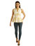 Open Collar Peplum Top - IVORY/YELLOW