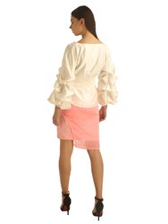 Ruched Sleeve Wrap Blouse