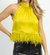 Night Moves Chartreuse Feather Top