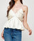 Pleated Peplum Satin Cami Top In Champagne - Champagne